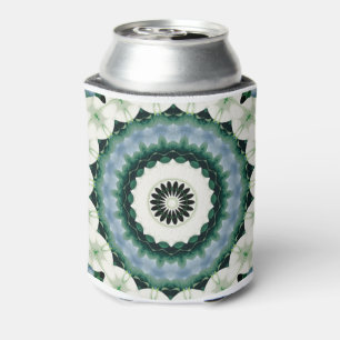 Weiße Blume und himmelblaue Mandala Dosenkühler