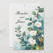 Weiße Blume und Hochzeiten im Grünen Einladung (Vorderseite)