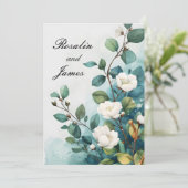 Weiße Blume und Hochzeiten im Grünen Einladung (Stehend Vorderseite)