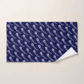 Weiße Blume und Monogramm Seeblau Badhandtuch Set (Handtuch)