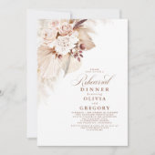 Weiße Blume und Pampas Probe Dinner Einladung (Vorderseite)