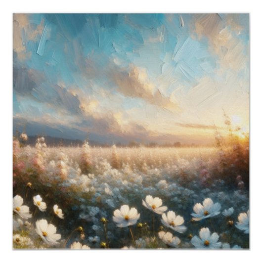 Weiße Blume unter schönem Himmel Poster (Vorderseite)