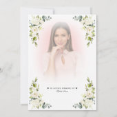 Weiße Blume verblasste Foto Feier des Lebens Einladung (Rückseite)