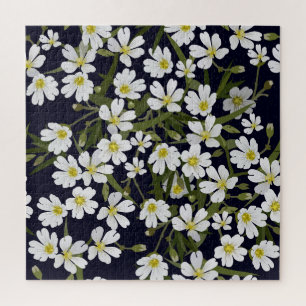 Weiße Blume: Vintages Muster. Puzzle