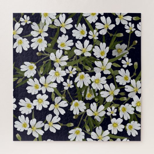 Weiße Blume: Vintages Muster. Puzzle (Vertikal)