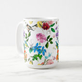 Weiße Blume, Vögel, Bienen, Zitrone, Schmetterling Kaffeetasse (Vorderseite Links)