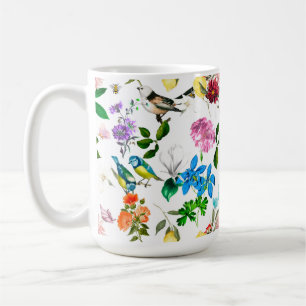 Weiße Blume, Vögel, Bienen, Zitrone, Schmetterling Kaffeetasse