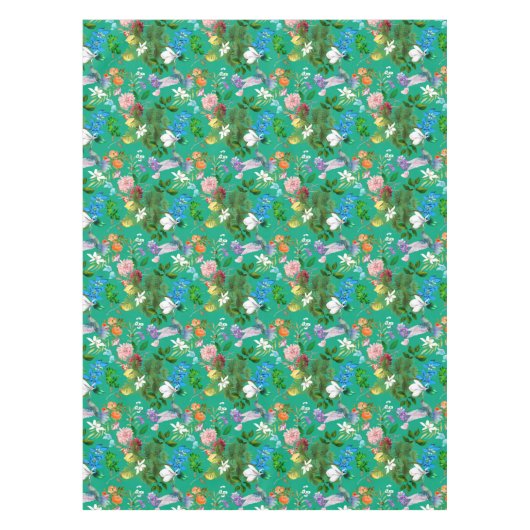 Weiße Blume, Vögel, Bienen, Zitrone, Schmetterling Tischdecke (Vorderseite)