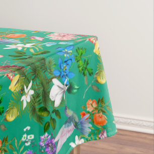 Weiße Blume, Vögel, Bienen, Zitrone, Schmetterling Tischdecke