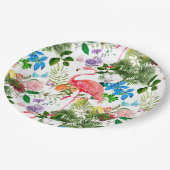 Weiße Blume, Vögel, Flamingo, Bienen, Pappteller (Schrägansicht)