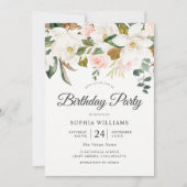 Weiße Blume Volljährige Geburtstagsparty Einladung (Vorderseite)