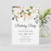 Weiße Blume Volljährige Geburtstagsparty Einladung (Stehend Vorderseite)