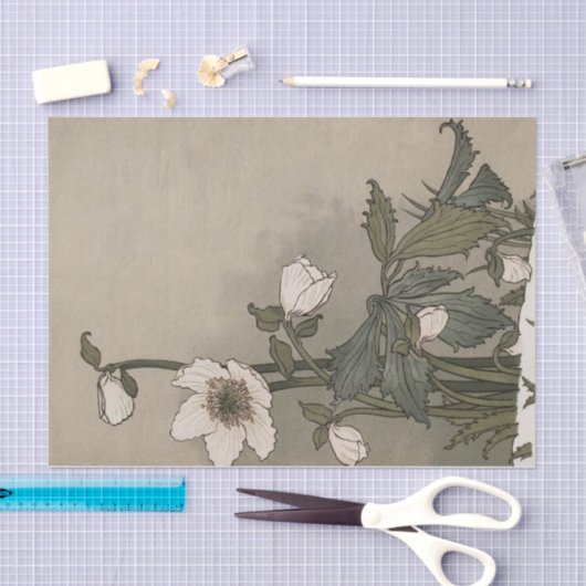 Weiße Blume von Eugene Grasset Seidenpapier (Handwerk)