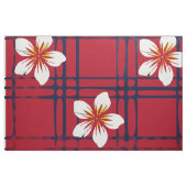 Weiße Blume von Rot und Blau Kariert Stoff (Fat Quarter (45,7 x 55,9 cm))