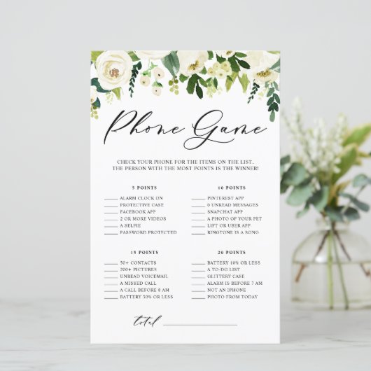 Weiße Blume Was ist auf Ihrer Telefonduschkarte? (Stehend Vorderseite)