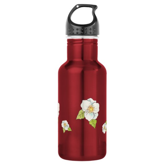 Weiße Blume Wasser Flasche Edelstahlflasche (Vorderseite)