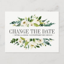 Weiße Blume WEDEN ÄNDERN DAS DATUM POSTPONEMENT