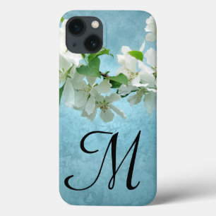Weiße Blume zum IPAD-Fall "Blue Sky Monogram" iPhone 13 Hülle
