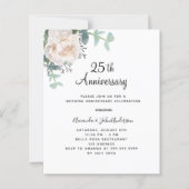Weiße Blumen 25. Hochzeitstag Einladung (Vorderseite)