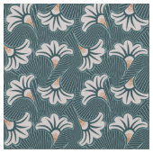 Weiße Blumen-aquamarines Gewebe Stoff (Nahaufnahme)
