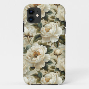 Weiße Blumen auf cremefarbenem Hintergrund. Case-Mate iPhone Hülle