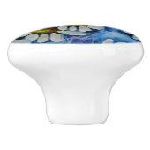 Weiße Blumen auf einem blauen Hintergrund Keramikknauf (Seitenansicht)