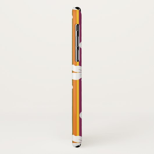 Weiße Blumen auf einem gestreiften Hintergrund Case-Mate iPhone Hülle (Hinten/Links)