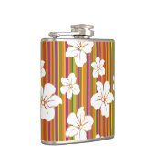 Weiße Blumen auf einem gestreiften Hintergrund Flachmann (Rechts)