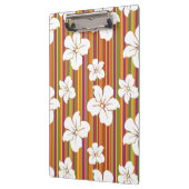 Weiße Blumen auf einem gestreiften Hintergrund Klemmbrett (Links)