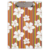 Weiße Blumen auf einem gestreiften Hintergrund Klemmbrett (Vorderseite)