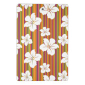 Weiße Blumen auf einem gestreiften Hintergrund Mini Klemmbrett (Rückseite)
