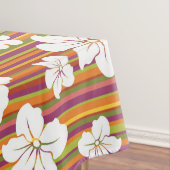 Weiße Blumen auf einem gestreiften Hintergrund Tischdecke (Beispiel)