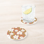 Weiße Blumen auf einem gestreiften Hintergrund Untersetzer (Seite)