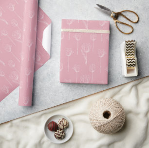 Weiße Blumen auf rosa Hochzeitsverpackungspapier Geschenkpapier
