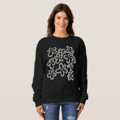 Weiße Blumen auf Schwarz Sweatshirt (Vorne ganz)