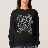 Weiße Blumen auf Schwarz Sweatshirt (Vorderseite)