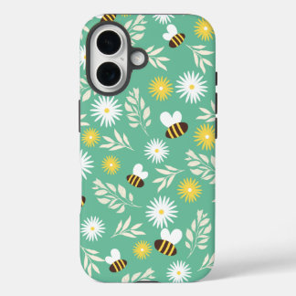 Weiße Blumen, Bienen Design Otterbox iPhone 16 Hül Hülle
