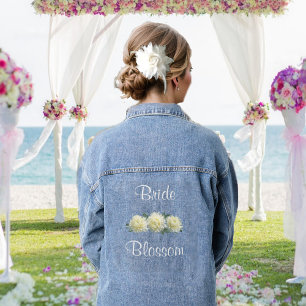 Weiße Blumen Braut Jeansjacke
