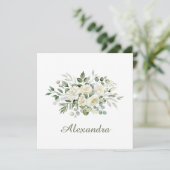 Weiße Blumen Brautjungfer Geschenk Einladung (Stehend Vorderseite)