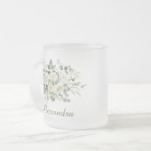Weiße Blumen Brautjungfer Geschenk  Mattglastasse (Vorderseite Links)