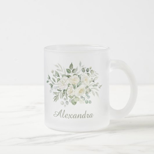 Weiße Blumen Brautjungfer Geschenk  Mattglastasse (Rechts)