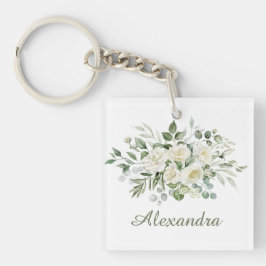 Weiße Blumen Brautjungfer Geschenk  Schlüsselanhänger