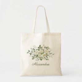 Weiße Blumen Brautjungfer Geschenk Tragetasche