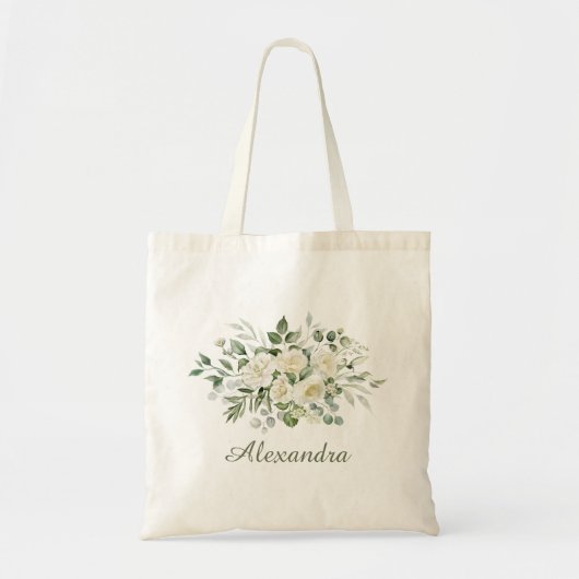 Weiße Blumen Brautjungfer Geschenk  Tragetasche (Vorne)