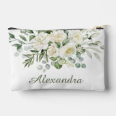 Weiße Blumen Brautjungfer Geschenk Zubehörtasche (Rückseite)