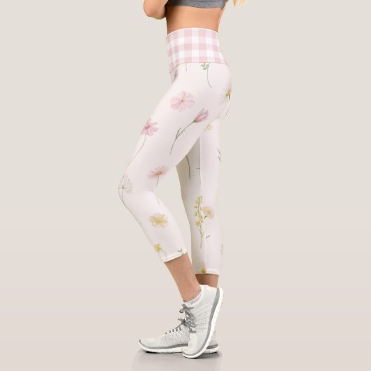 Weiße Blumen Capri Leggings (Links)
