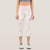 Weiße Blumen Capri Leggings (Vorderseite)