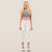 Weiße Blumen Capri Leggings (Vorderseite)