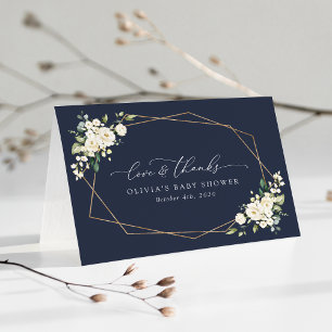 Weiße Blumen, cremefarbene Blumen, Boho, Babyparty Dankeskarte