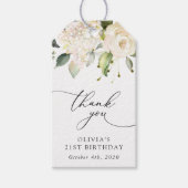 Weiße Blumen, cremefarbene Blumen, Boho, Geburtsta Geschenkanhänger (Vorderseite)